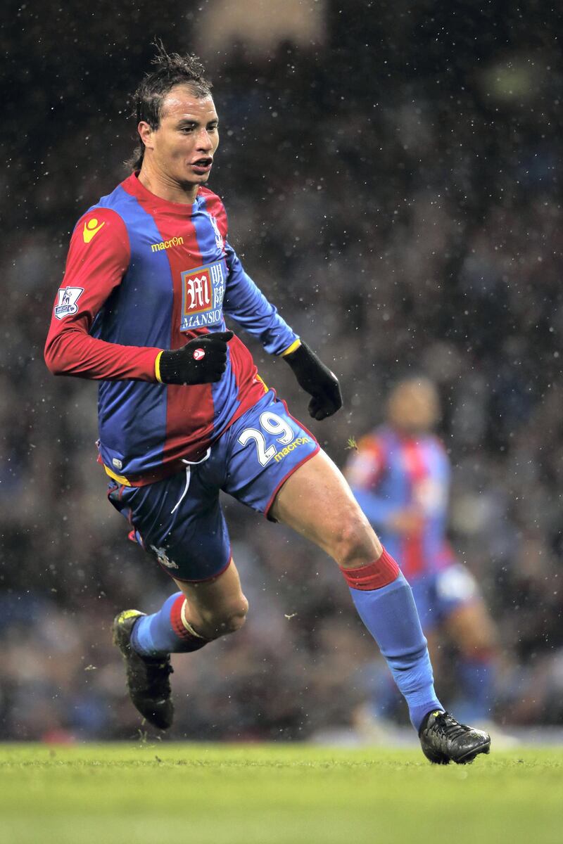 MANCHESTER, ENGLAND - JANUARY 16:  Marouane Chamakh of Crystal Palace during the Barclays Premier League match between Manchester City and Crystal Palace at the Etihad Stadium on January 16, 2016 in Manchester, England.  (Photo by Matthew Ashton - AMA/Getty Images)