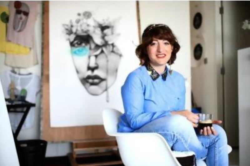 The artist Lama Khatib Daniel at her studio in her home in Dubai. Sarah Dea / The National