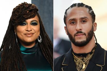 Colin Kaepernick, right, and Emmy-winning filmmaker Ava DuVernay are teaming up on a Netflix miniseries about the teenage roots of the former NFL player’s activism. Neftlix says the limited series, titled 'Colin in Black & White', will examine Kaepernick’s high school years. AP