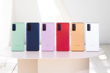 Galaxy S20 FE comes in a six different colours - red, orange, lavender, mint, navy and white. Courtesy Samsung