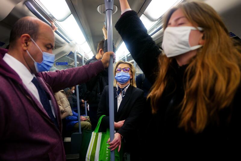 Commuters on the Jubilee Line in London. PA