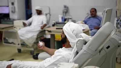 Blood is in constant demand at Latifa Hospital where donors can call in to give blood for use in hospitals around the UAE.  Ravindranath K / The National