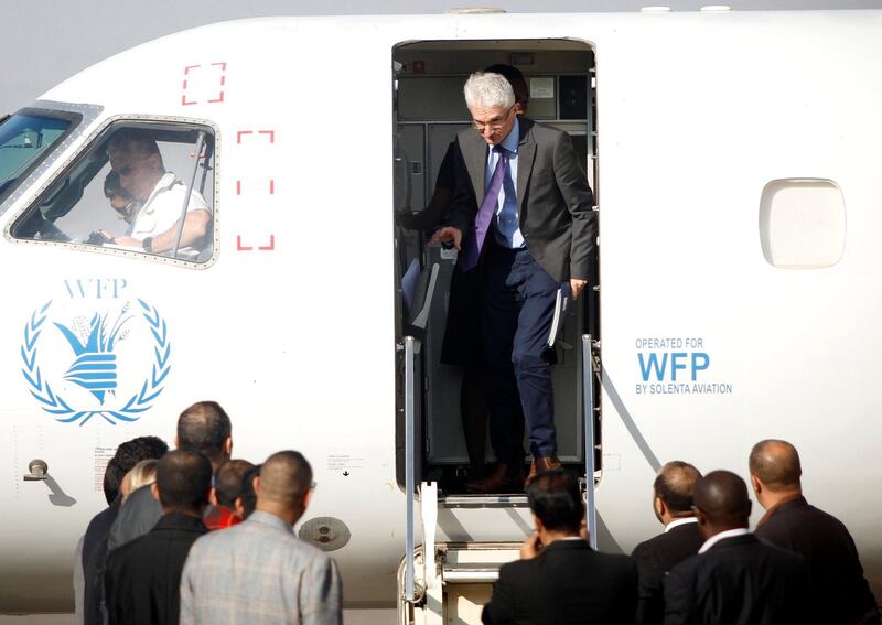 UN Under-Secretary-General for Humanitarian Affairs and Emergency Relief Coordinator Mark Lowcock arrives at Sanaa airport, Yemen. Reuters