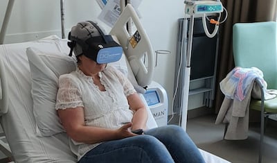 The virtual reality glasses have been used to treat pain anxiety, to reduce stress, for rehabilitation and for training staff. Photo: SyncVR Medical