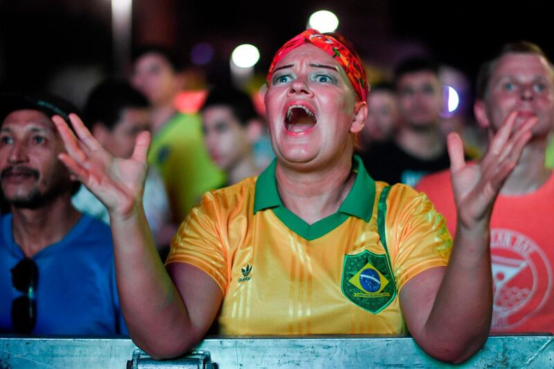 Brazil supporters attend a screening of the Copa America 2019 match against Bolivia at Maua square in Rio de Janeiro, Brazil. AFP