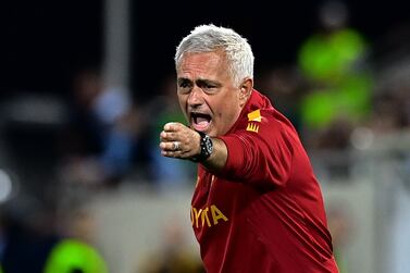 AS Roma head coach Jose Mourinho reacts  during the UEFA Europa League group C soccer match between PFC Ludogorets and AS Roma in Razgrad, Bulgaria, 08 September 2022.   EPA / VASSIL DONEV