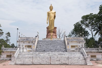 A Buddha statue at a Thai temple near Tumpat. Photo: Oliver Raw
