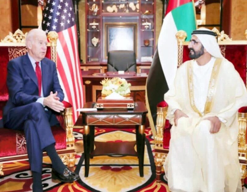 Mr Biden with Sheikh Mohammed. Image: Twitter