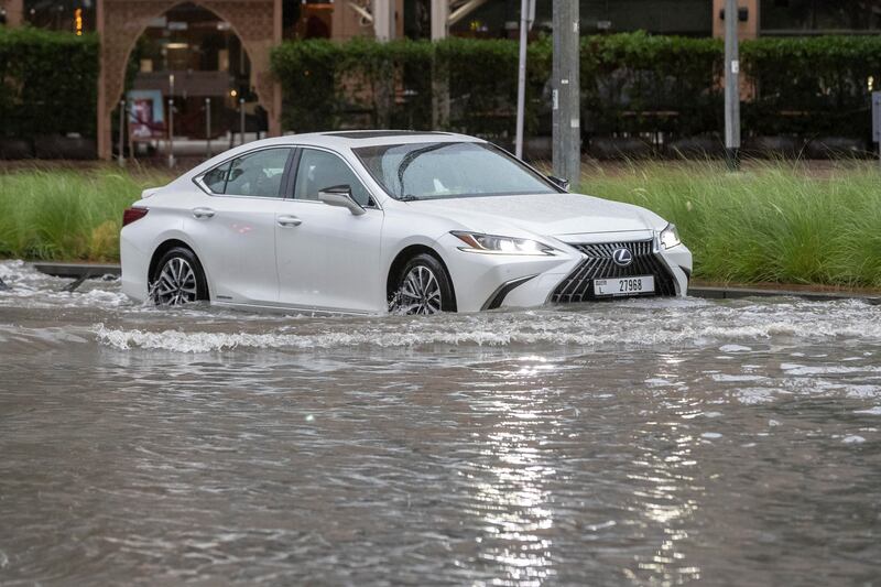 Heavy rain caused flooding in parts of Dubai on Friday morning. Antonie Robertson / The National