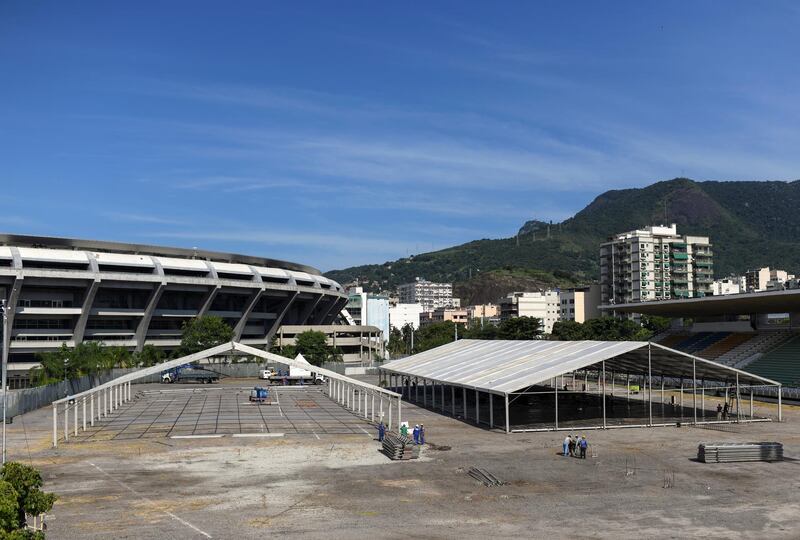 A field hospital is set up by Rio de Janeiro state government at the Maracana Stadium. Reuters