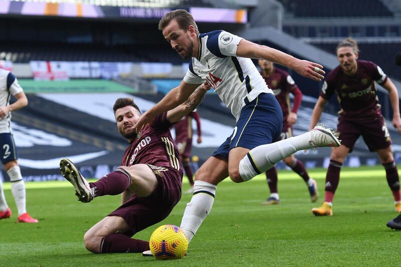 Stuart Dallas - 6. The Northern Irishman's talent would be wasted in a conventional back four but in this Leeds team he is encouraged to play as high up the pitch as possible. Wasn't alert enough to track Son's run for Spurs' second. AFP