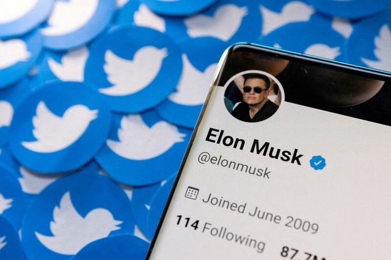 Elon Musk's Twitter profile on a smartphone. His deal to buy the microblogging platform is in jeopardy. Reuters