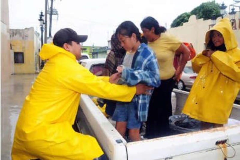 Residents are evacuated before the arrival of Hurricane Alex in San Fernando, in the Mexican state of Tamaulipas, today.