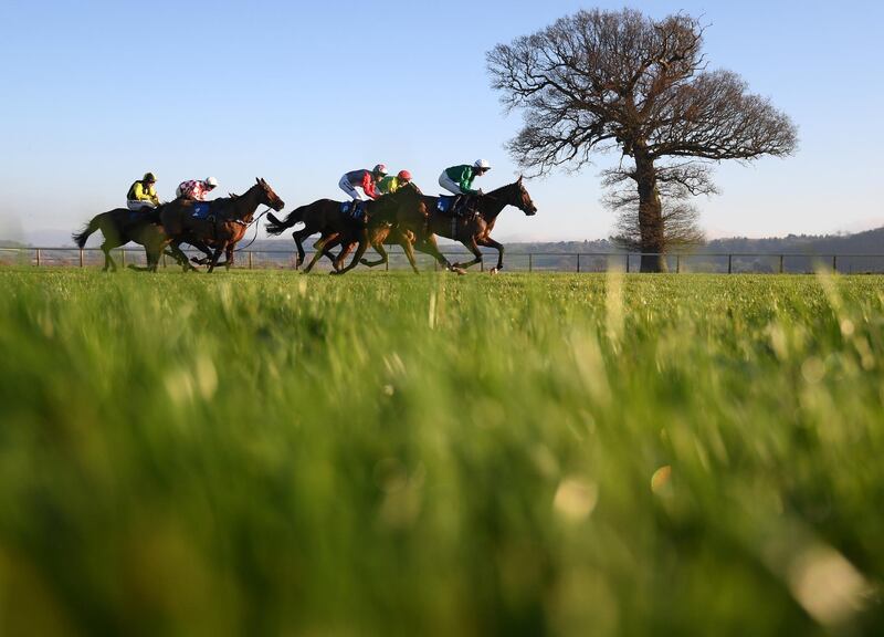 Action from the Setsquare Recruitment Novices Handicap Chase at Taunton Racecourse in England, on Monday, December 30. Getty