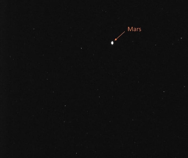 The UAE’s Hope probe transmitted its first sighting of Mars back to Earth on Wednesday. Courtesy: Twitter