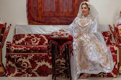 A Hijazi bridal outfit, typical of a bride in Makkah or Jeddah. Hussain Haddad for The National.