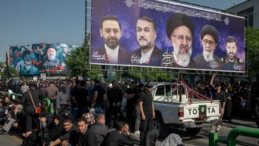 Mourners in Tehran follow a convoy carrying the coffins of Iran's late president Ebrahim Raisi and other officials killed in the helicopter crash. Getty Images