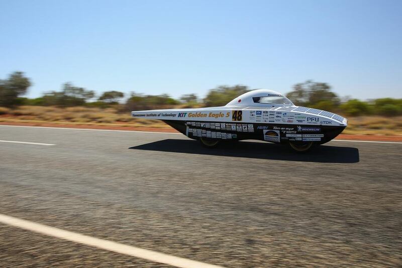 Twenty high-tech cars powered by the sun will take to the roads next January for the first Abu Dhabi Solar Challenge race. They will race 1,200 kilometres to the finishing line outside Adnec. Mark Kolbe / Getty Images