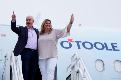 Canada's opposition Conservative Party leader Erin O'Toole and his wife, Rebecca, continue the election campaign tour in London, Ontario. Reuters