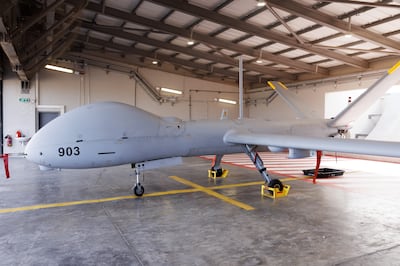 An Israeli Air Force Hermes 900 drone at Palmachim Airbase in Israel. Bloomberg