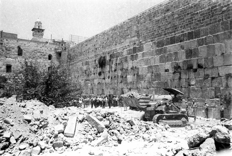 The destruction of the homes next to the Western Wall for a huge plaza on June 11, 1967. Hadani Dan/ National Archive