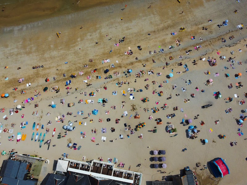 A packed Gyllyngvase beach in Falmouth. Getty Images