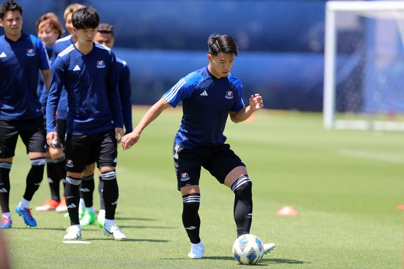 Yokohama players during a training exercise.