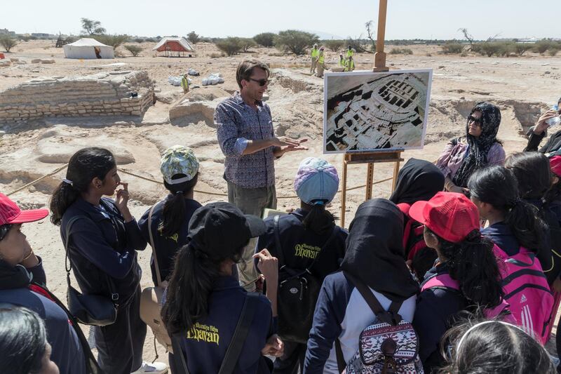 AL AIN, UNITED ARAB EMIRATES. 19 November 2017. Tour of the historically important archaeological site in Hili, Al Ain. Pupils from the Al Saad Indian High School tour the site. (Photo: Antonie Robertson/The National) Journalist: John Dennehy. Section: Weekend.