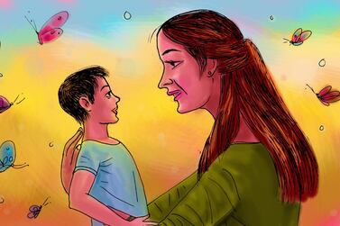  Georgia Tolley and her son, Arthur, lived in an isolation room in the Butterfly Ward in Great Ormond Street Hospital, London. Illustration: Mathew Kurian / The National