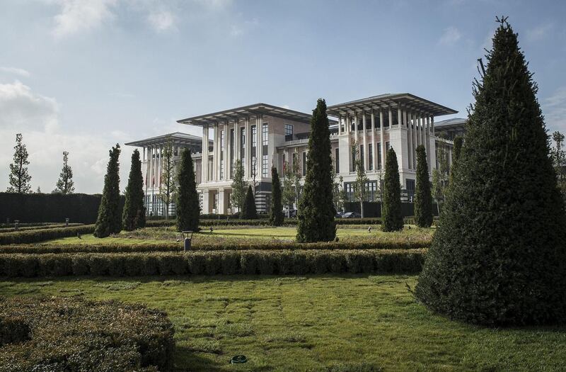 ANKARA, TURKEY - OCTOBER 28: A general view of Turkey's new Presidential Palace, built inside Ataturk Forest Farm and going to be used for Turkey's 91st Republic Day Reception which is going to be hosted by Turkish President Recep Tayyip Erdogan and First Lady Emine Erdogan on October 29, in Ankara, Turkey on October 28, 2014. (Photo by Ozge Elif Kizil/Anadolu Agency/Getty Images)