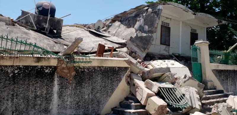 The residence of the Catholic bishop in Les Cayes was damaged by the earthquake.