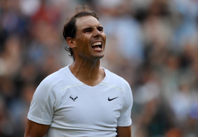 Rafael Nadal celebrates his victory Botic van de Zandschulp on Centre Court at the All England Club. Getty Images