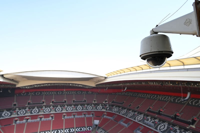 A security camera at Al Bayt Stadium in Doha, one of the venues for matches in the Fifa World Cup 2022 in Qatar. AFP
