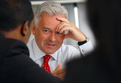 Dubai, United Arab Emirates-October 11, 2012;  Alan Duncan the UK minister of State for Development  gestures during the interview  in Dubai . (  Satish Kumar / The National ) For News