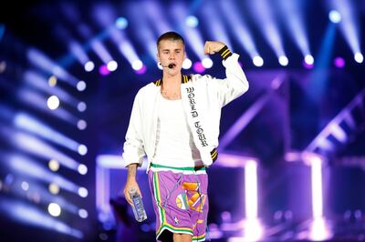 Dubai, United Arab Emirates, May 06, 2017: Justin Bieber performs in concert on Saturday, May. 06, 2017, at the Autism Rocks Arena in Dubai. Chris Whiteoak for The National *** Local Caption ***  CW_0605_JustinBieber_27.JPG