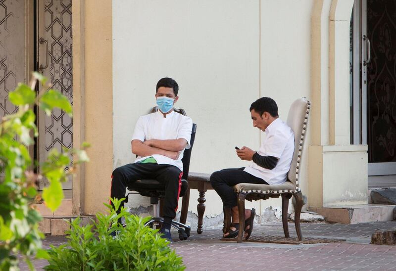 Dubai, United Arab Emirates - People wearing mask in Dubai.  Leslie Pableo for The National