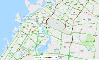 Traffic heading out of Dubai towards Sharjah was heavy on Thursday afternoon.