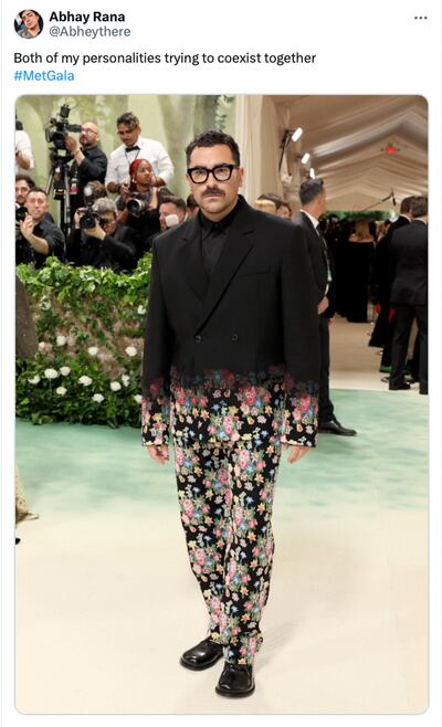 Actor Dan Levy at the Met Gala 2024. Photo: @Abheythere / X