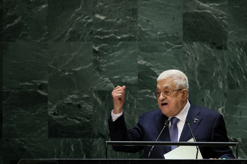 Palestinian President Mahmoud Abbas addresses the 78th Session of the UN General Assembly. Reuters