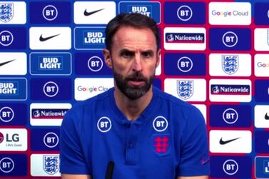 A screen grab taken FA Zoom feed of England manager Gareth Southgate during a press conference at St George's Park, Burton upon Trent. Picture date: Wednesday September 1, 2021.
