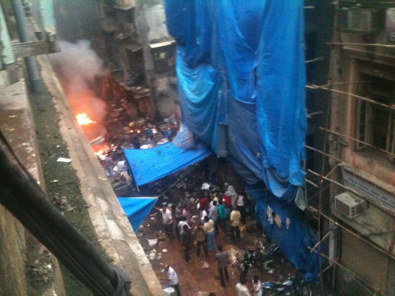 (FILES) This picture posted on Twitter shows the scene of a bomb blast at Zaveri bazar in Mumbai on July 13, 2011. Triple blasts in Mumbai last week have cast a shadow over the imminent visit of US Secretary of State Hillary Clinton to New Delhi and a new round of India-Pakistan peace talks later this month. No-one has claimed responsibility for the bombs on July 13 evening that killed 19 and injured more than 100, and the initial police investigation has failed to unearth any clear leads. AFP PHOTO/ Pravin Jain / FILES
 *** Local Caption ***  435830-01-08.jpg