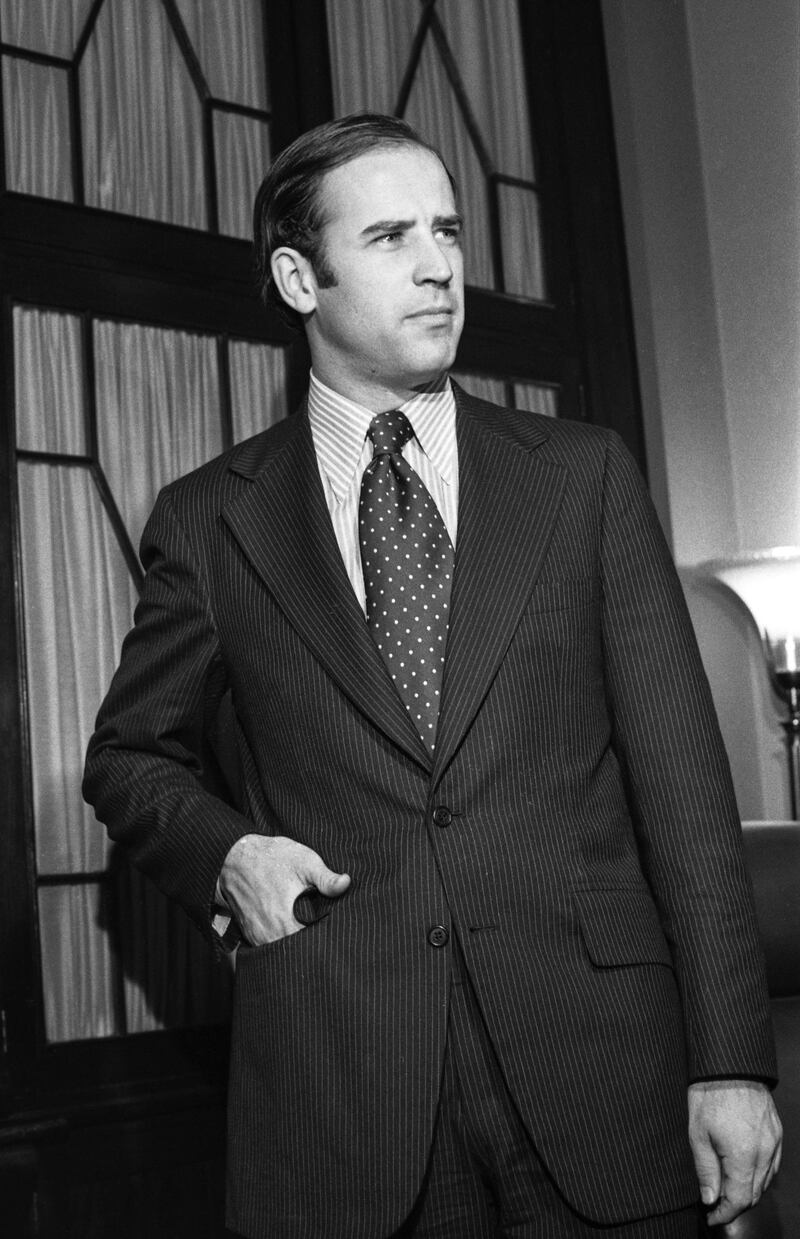 Democratic Senator-elect Joseph Biden, of Delaware is seen here after he took  his oath of citizenship as he checks in at the office of the Secretary of the Senate.  Biden, who just turned thirty will be the youngest Senator in Congress when he takes his seat in the 93rd Congress on January 3rd. (Photo by Bettmann Archive/Getty Images)