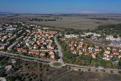 An aerial view of Katsrin city, an Israeli settlement in the Golan Heights. AFP