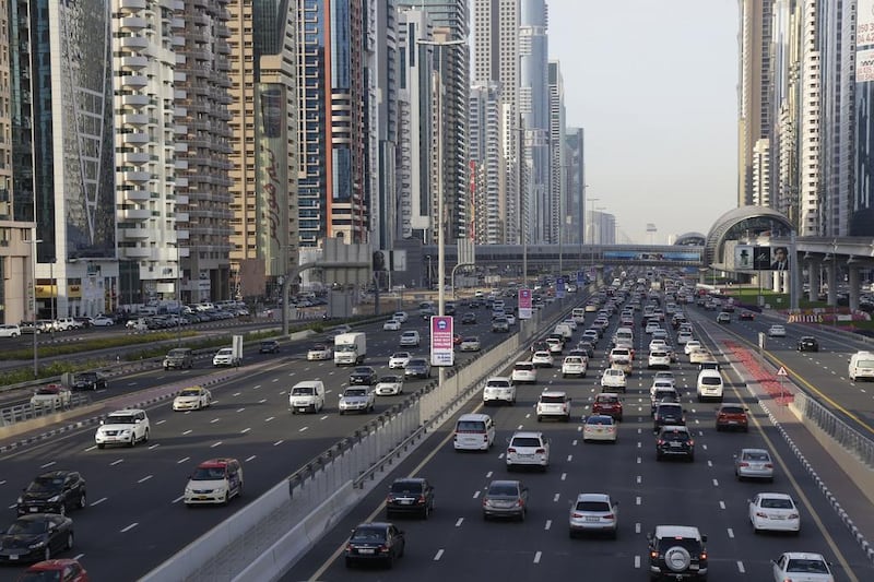 Parts of Dubai are busy this morning with congested roads and heavy traffic. Jeffrey E Biteng / The National