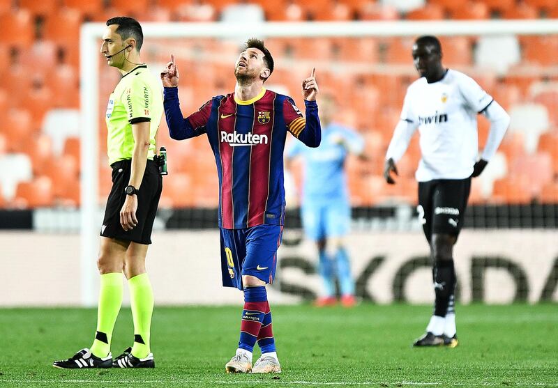 Lionel Messi 8 - The Argentine’s link-up play continued to ask questions of the Valencia backline and a clever ball over the top forced a handball for the resulting penalty. While the Barcelona star's penalty was nowhere near his usual standard, Messi soon curled a freekick in off of the post. Magical. Getty Images
