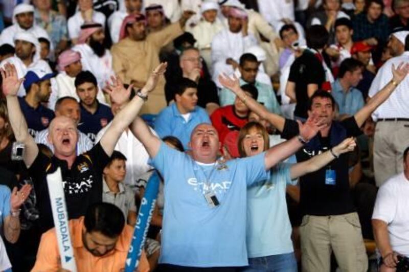 ABU DHABI. 12th November. 2009. UAE V MANCHESTER CITY. Man City fans  at  Zayed Sports City last night (thurs)  Stephen Lock   /   The National   *** Local Caption ***  SL-city-016.jpg