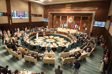 General view of the Arab League foreign ministers emergency meeting in Cairo, Egypt, 07 May 2023.  Foreign ministers of the Arab League attended an emergent meeting over Sudan and Syria.   EPA / KHALED ELFIQI