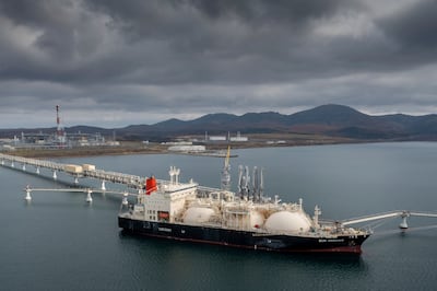 The tanker Sun Arrows loads its cargo of liquefied natural gas from the Sakhalin-2 project in the port of Prigorodnoye, Russia, last October. AP Photo