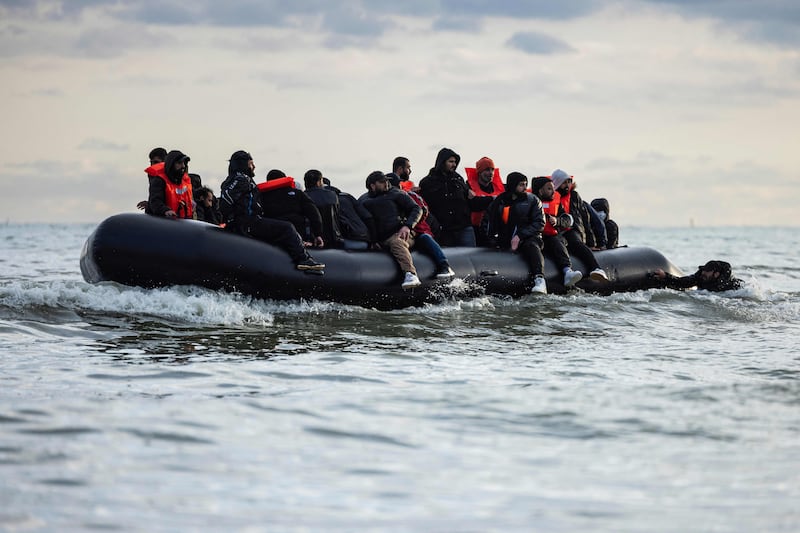 A smuggler boat off France with people on board trying to reach England. AFP