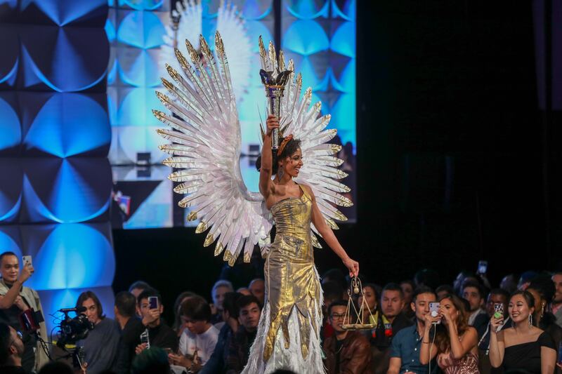 Miss USA Cheslie Kryst in her costume during the Miss Universe 2019 preliminary round. EPA